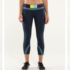 LULULEMON Inspire Crop II pants sz 6 Inkwell Pow stripe Split pea Power Luxtreme